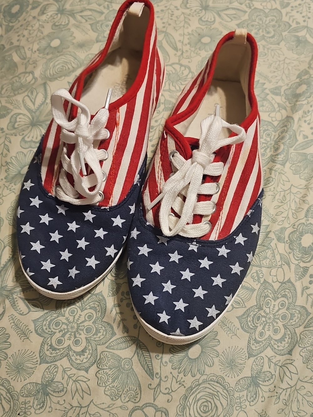 Charlotte Russe Red, White & Blue Star and Stripe Sneakers
